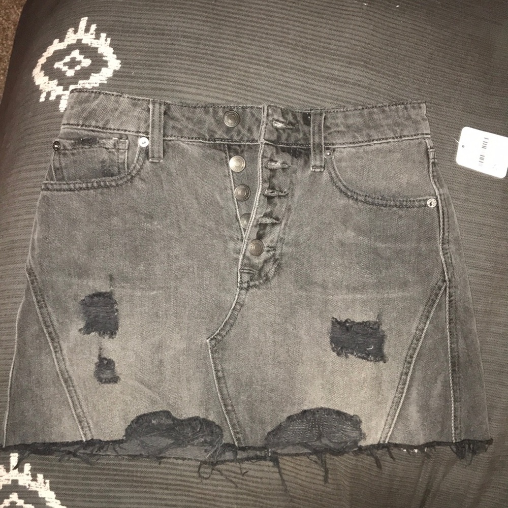 Black denim free people skirt
